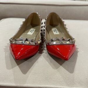 Kaitlyn Pan Red Studded Flats